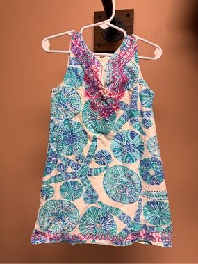 Lilly Pulitzer Girls Aqua, Turquoise & Hot Pink Shift Dress
